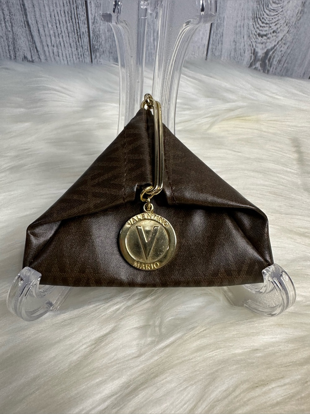 VALENTINO Mario Brown Triangle Coin Purse